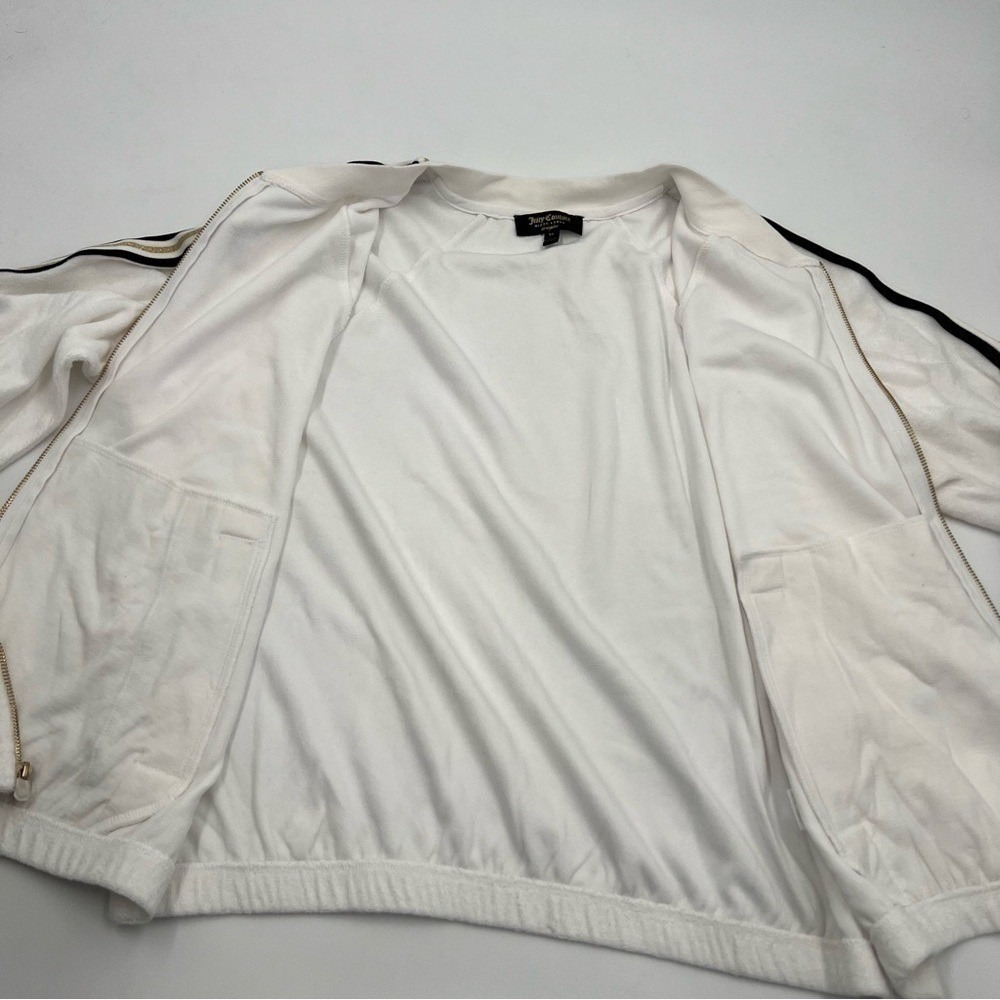 Juicy Couture Black Label White Microterry Track‎ Jacket Racer Stripe XL NWT - Picture 8 of 15